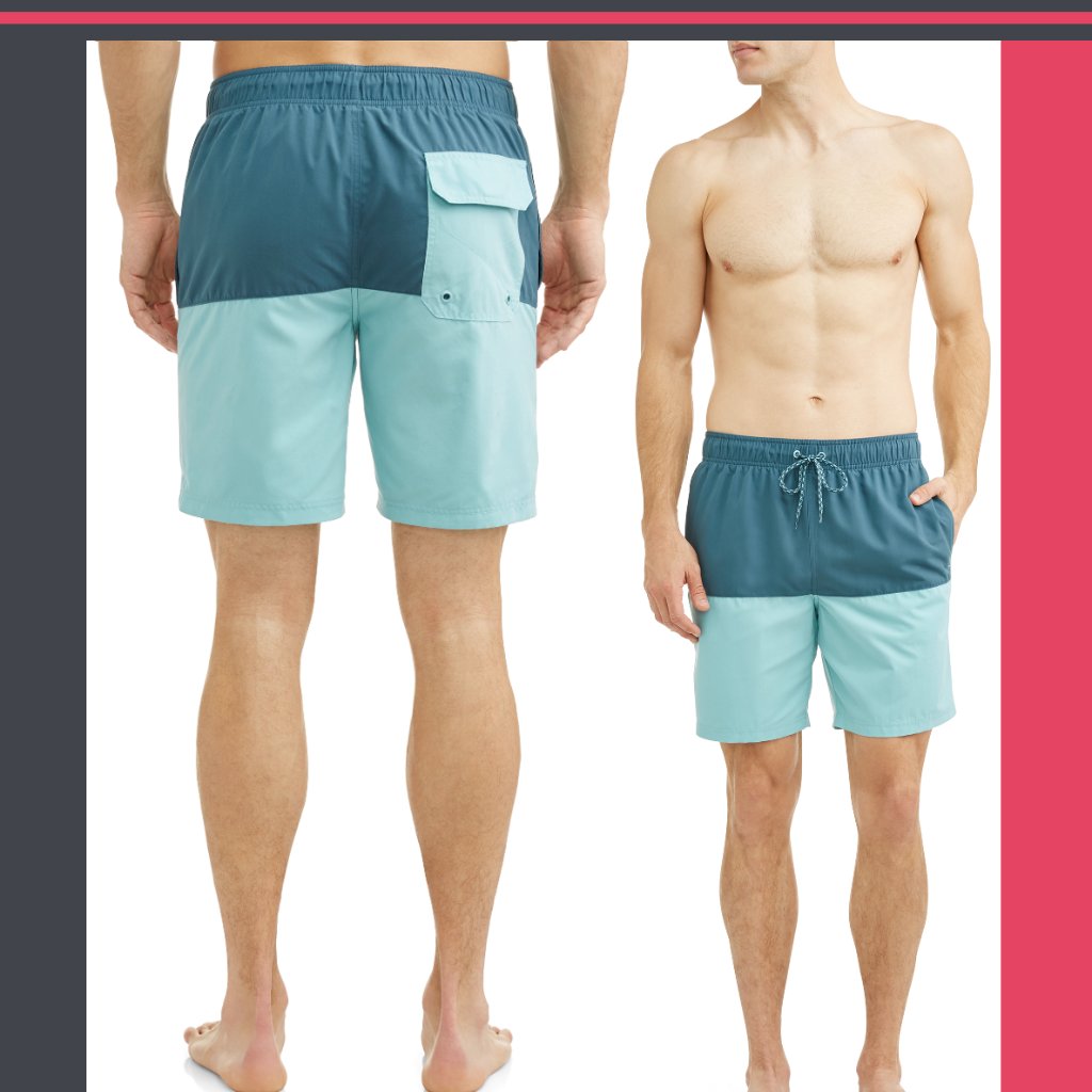 3 For $15 Men's Turquoise Stone Swim Trunks